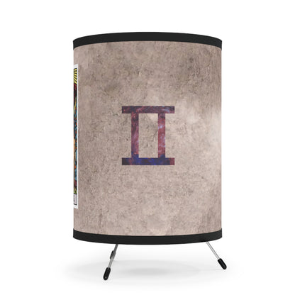 The Lovers Tarot Card with Gemini Symbols Printed Shade Tripod Lamp, US\CA plug