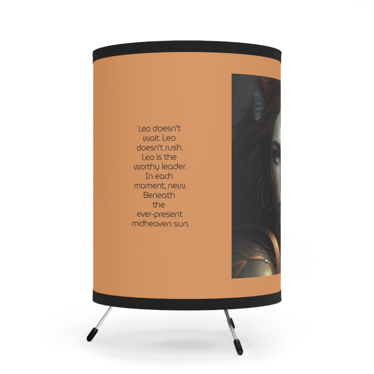 Leo Warrior Goddess with Inspirational Poem Printed Shade Tripod Lamp, US\CA plug