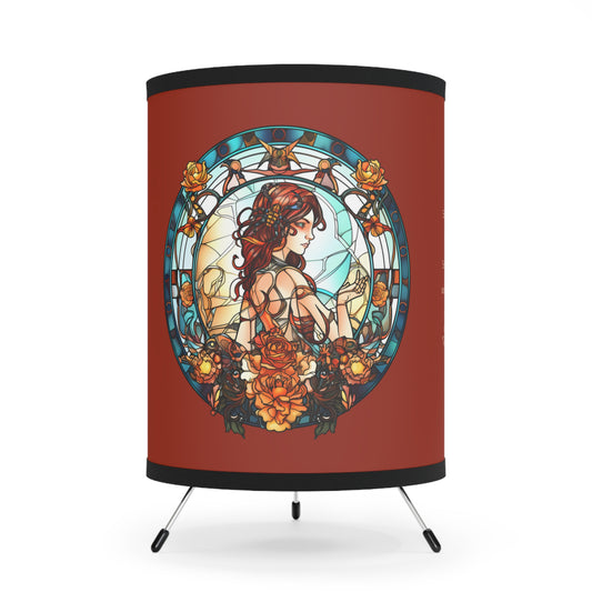 Scorpio Stained Glass with Inspirational Poem Tripod Lamp with Printed Shade, US\CA plug