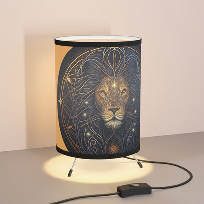Leo in Black and Gold Printed Shade Tripod Lamp, US\CA plug