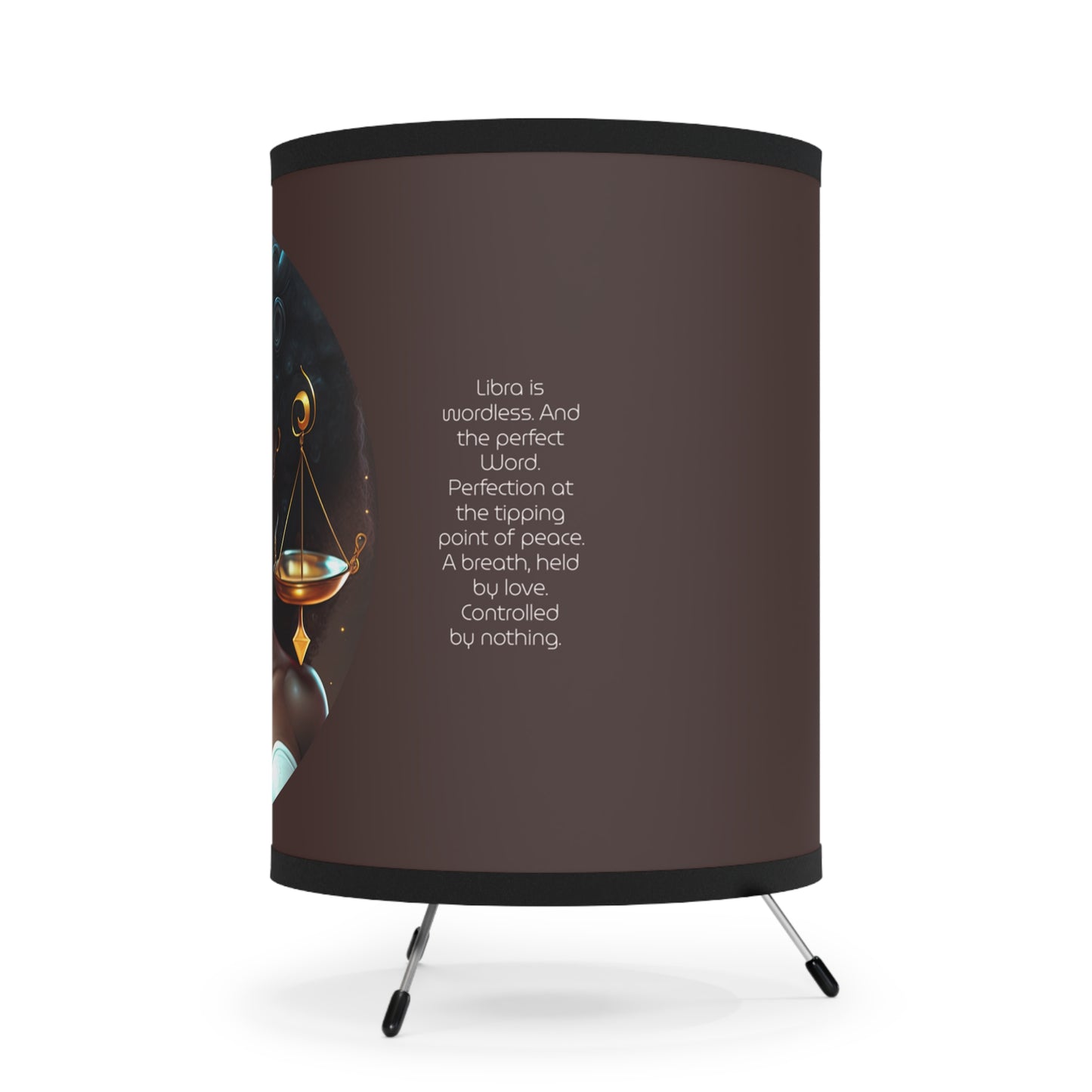 Libra Goddess of the Scales with Inspirational Poem Tripod Lamp with Printed Shade, US\CA plug