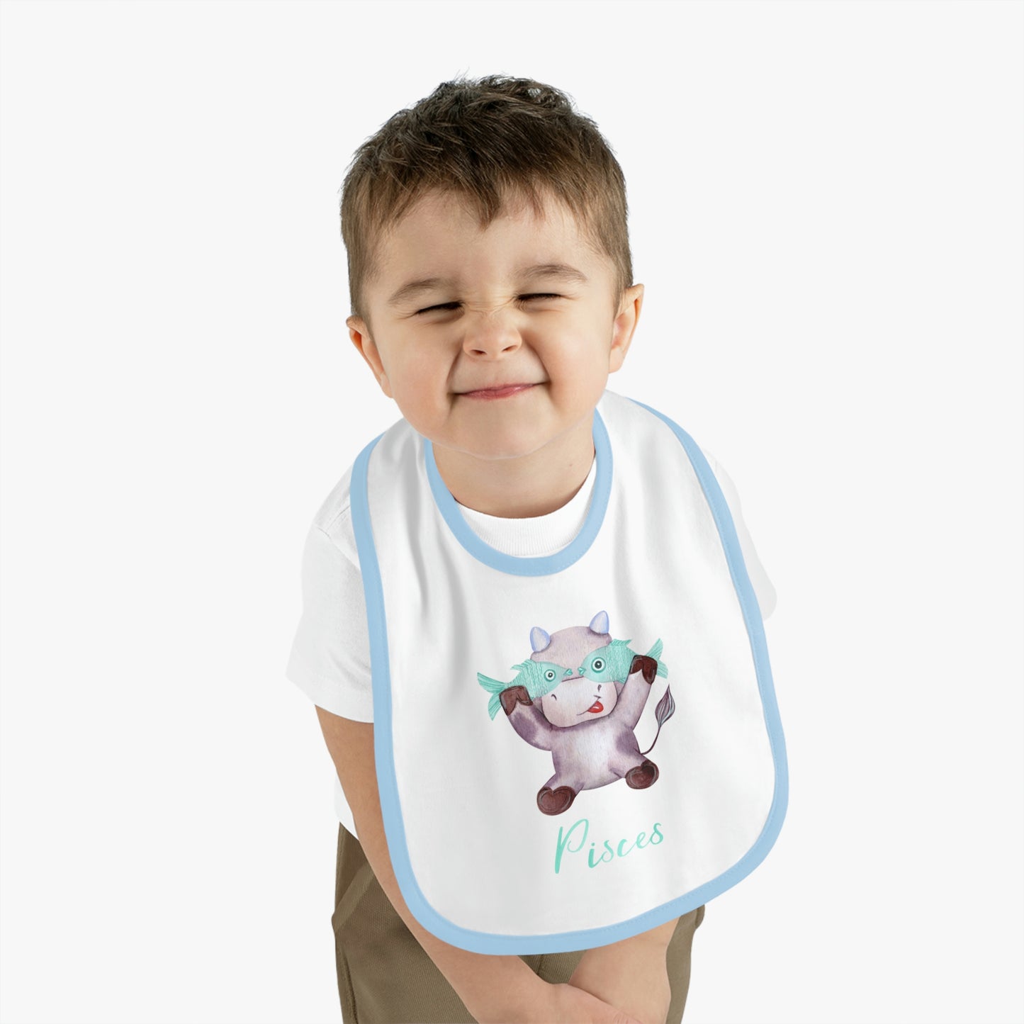 Baby Pisces Bib: Bull-Aries Watercolor