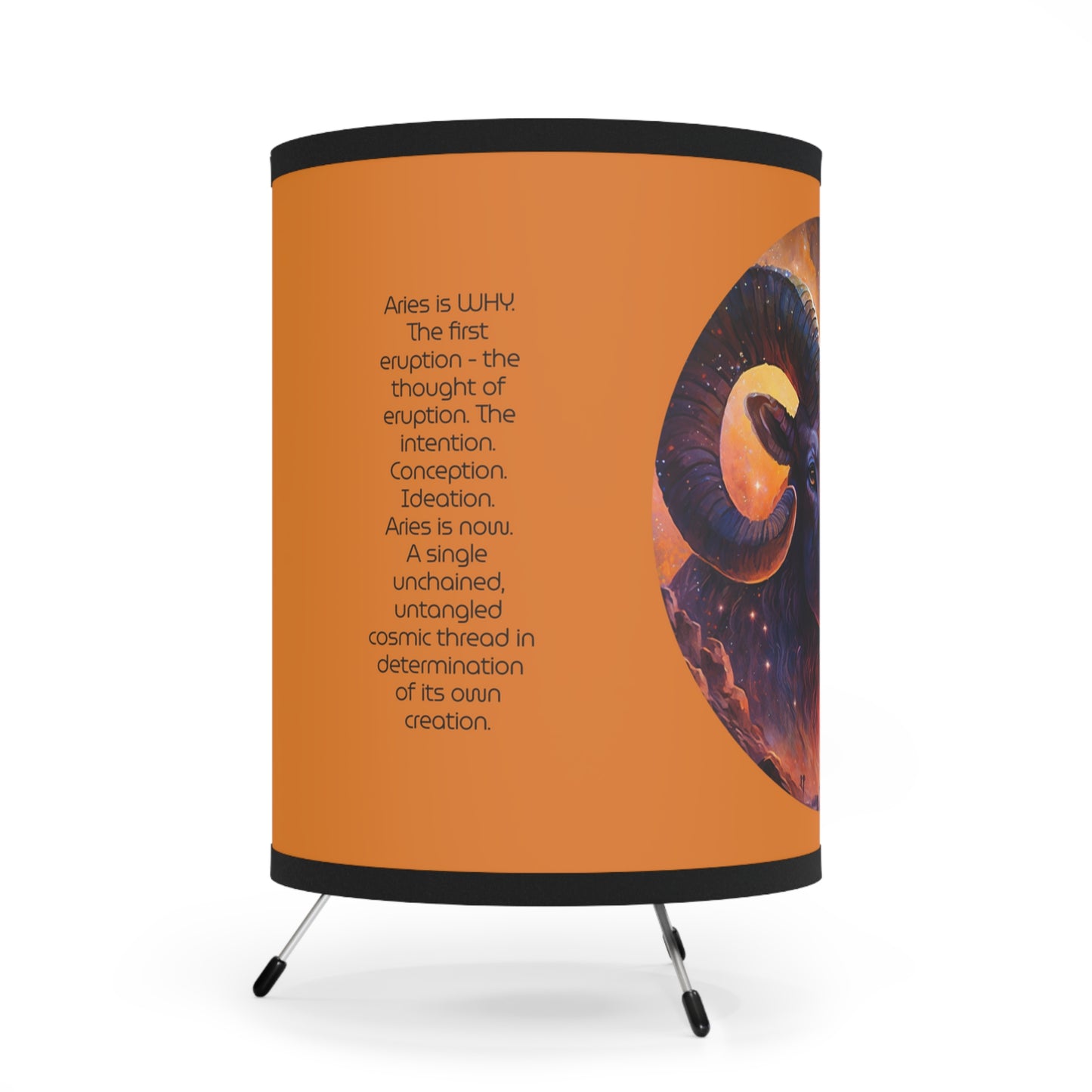 Aries Ram with Inspirational Poem Tripod Lamp with Printed Shade, US\CA plug