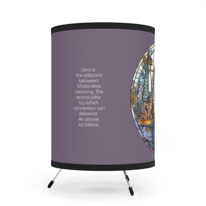 Libra Stained Glass Illustration with Inspirational Poem Tripod Lamp with Printed Shade, US\CA plug
