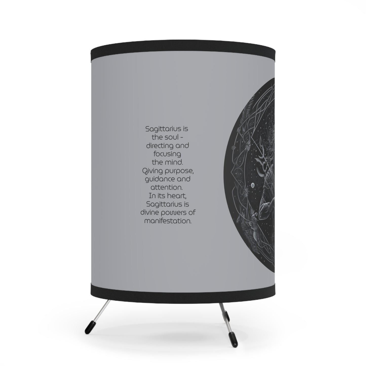 Sagittarius centaur in Black and White with Inspirational Poem Tripod Lamp with Printed Shade, US\CA plug