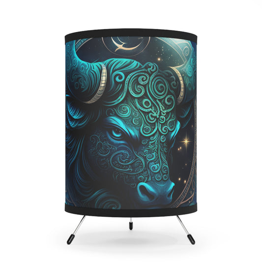 Taurus in Blue Tripod Lamp with High-Res Printed Shade, US\CA plug