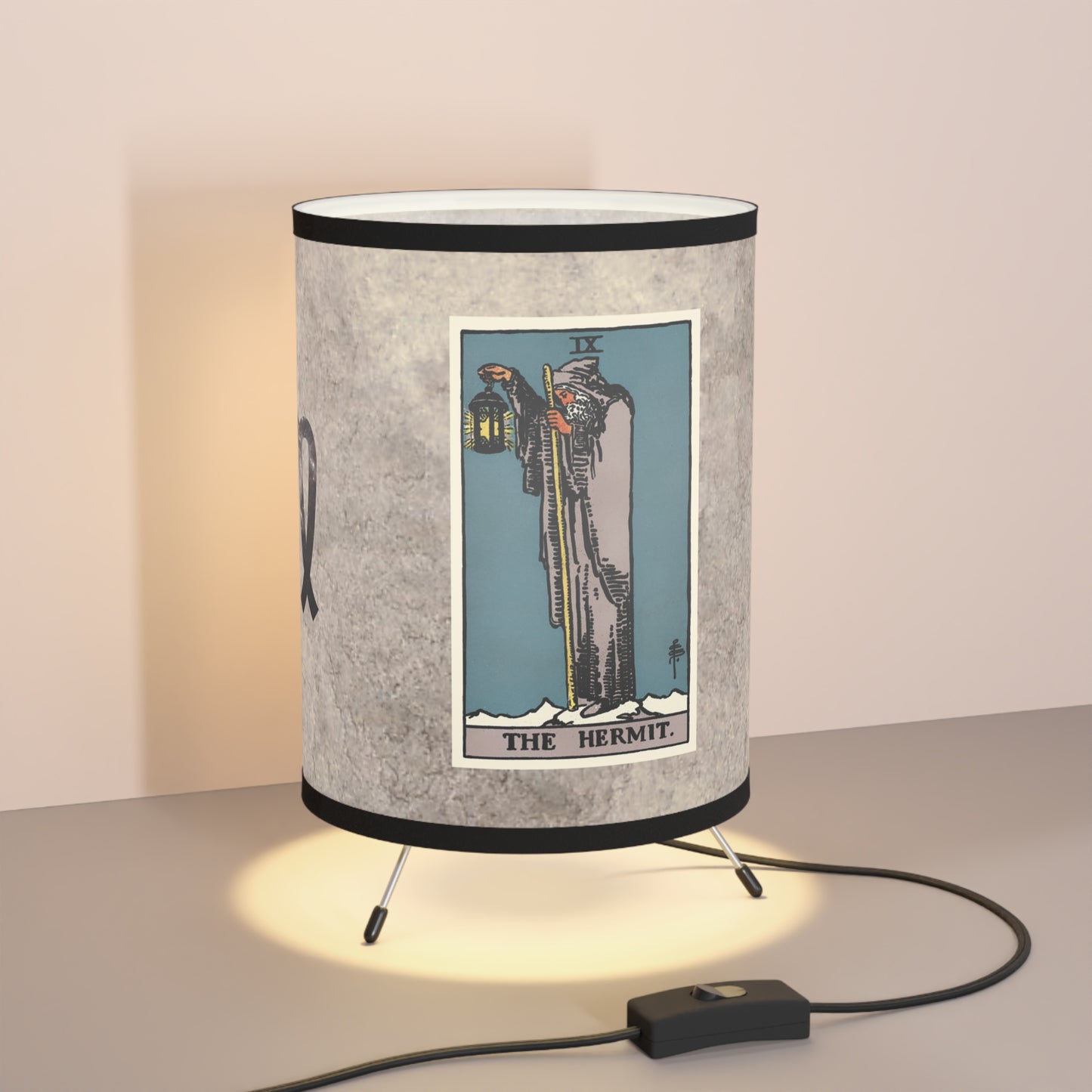 The Hermit Tarot Card with Virgo Symbols Printed Shade Tripod Lamp, US\CA plug