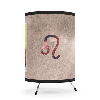 Strength Tarot Card with Leo Symbols Printed Shade Tripod Lamp, US\CA plug