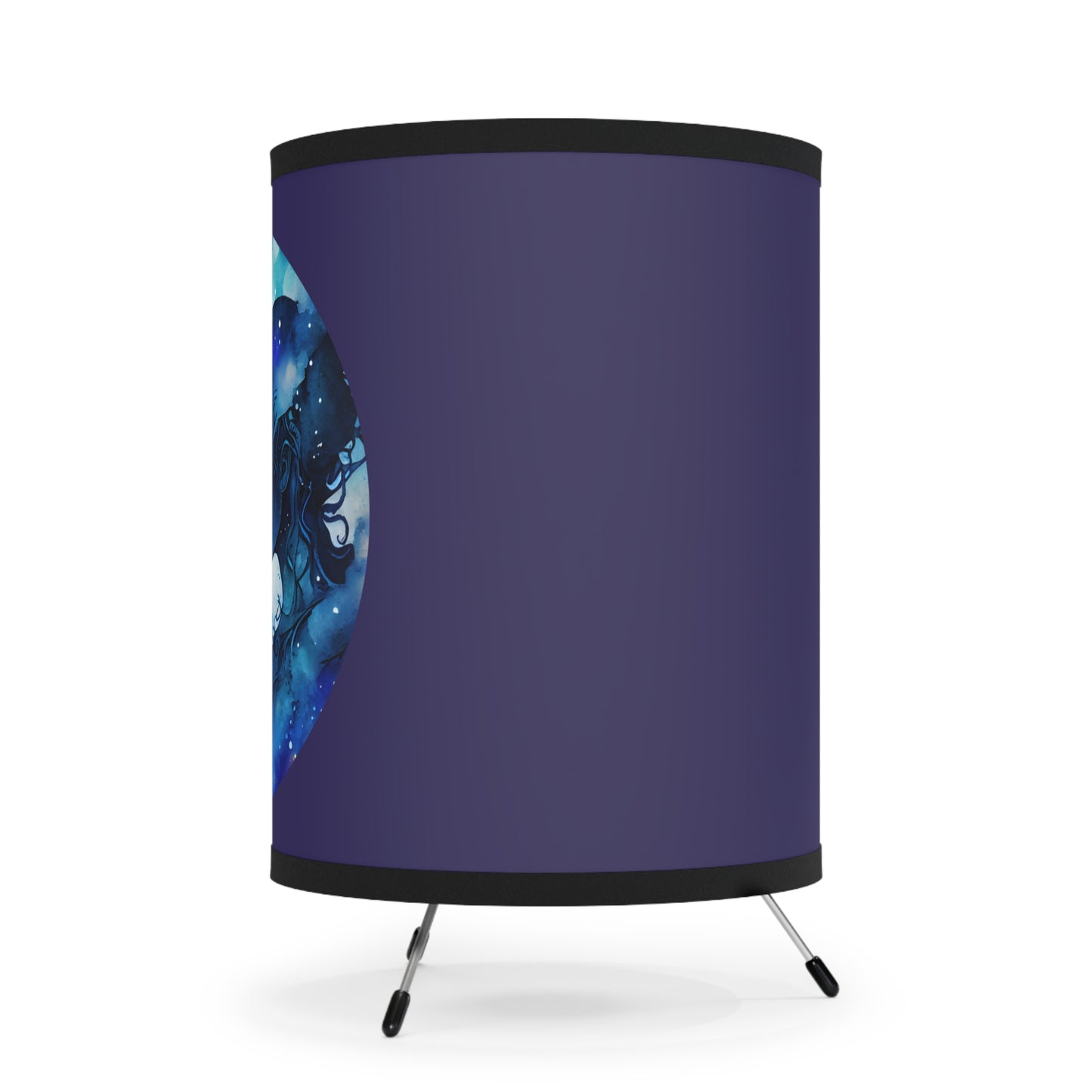 Gemini Twins in Blue and Violet Printed Shade Tripod Lamp, US\CA plug
