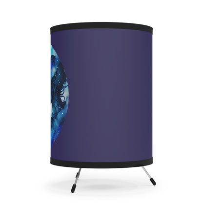 Gemini Twins in Blue and Violet Printed Shade Tripod Lamp, US\CA plug