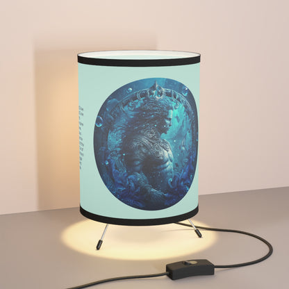 Aquarius Warrior with Inspirational Poem Tripod Lamp with Printed Shade, US\CA plug