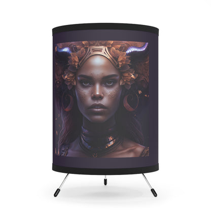 Taurus Warrior Goddess Tripod Lamp with Printed Shade, US\CA plug