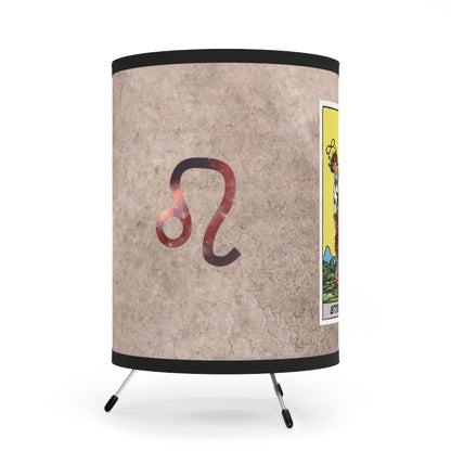 Strength Tarot Card with Leo Symbols Printed Shade Tripod Lamp, US\CA plug
