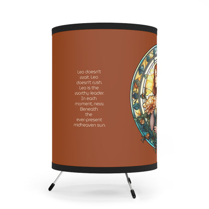 Leo Stained Glass Illustration with Inspirational Poem Printed Shade Tripod Lamp, US\CA plug