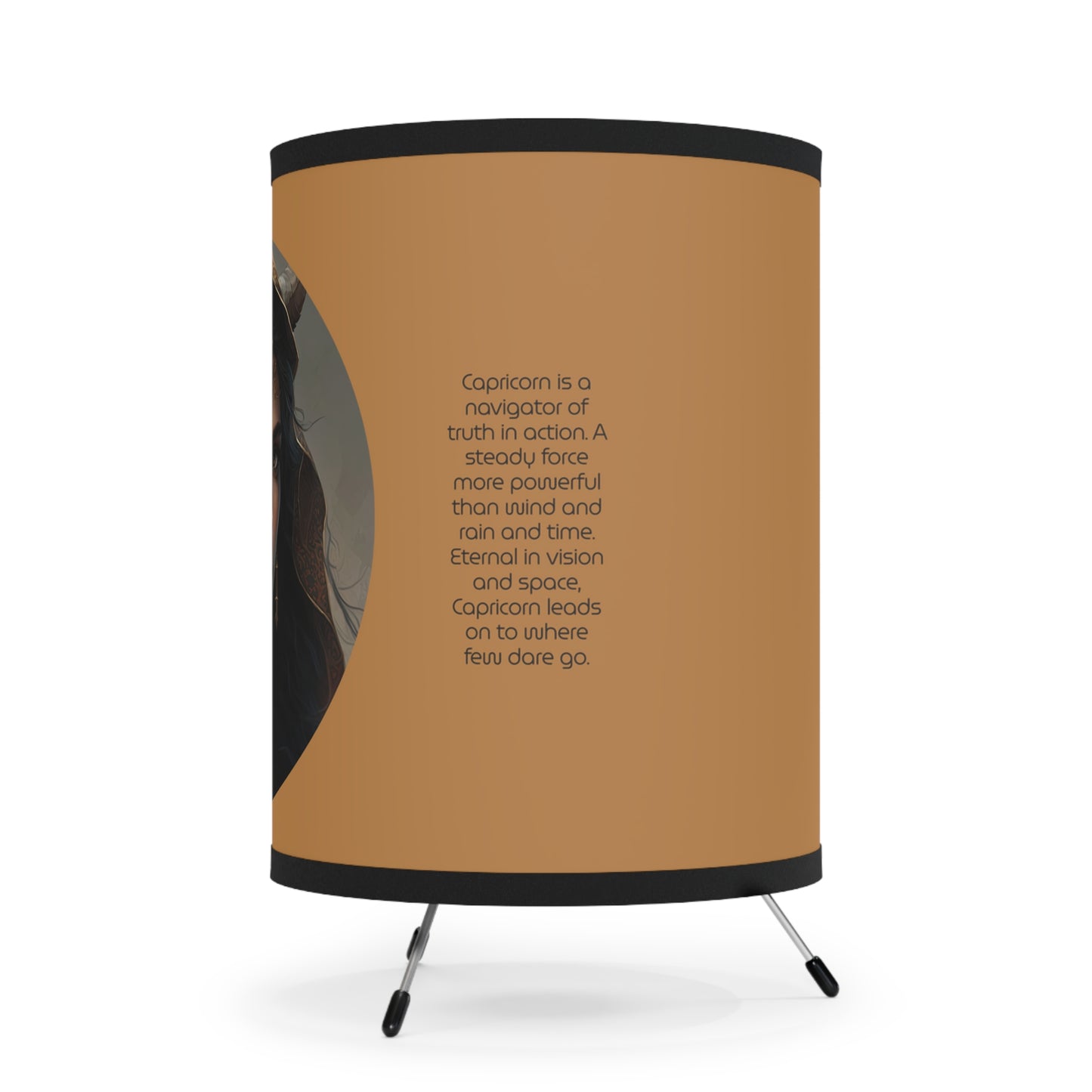 Capricorn Earth Goddess with Inspirational Poem Tripod Lamp with Printed Shade, US\CA plug