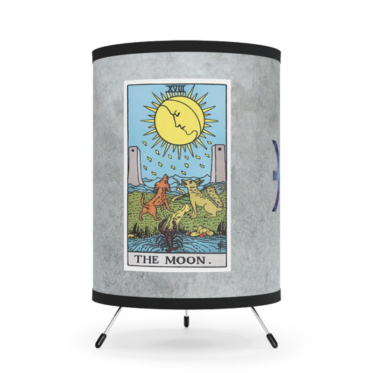 The Moon Tarot Card with Pisces Symbols Printed Shade Tripod Lamp, US\CA plug