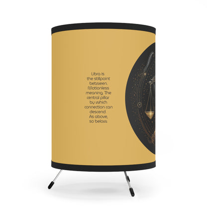Libra Golden Scales with Inspirational Poem Tripod Lamp with Printed Shade, US\CA plug