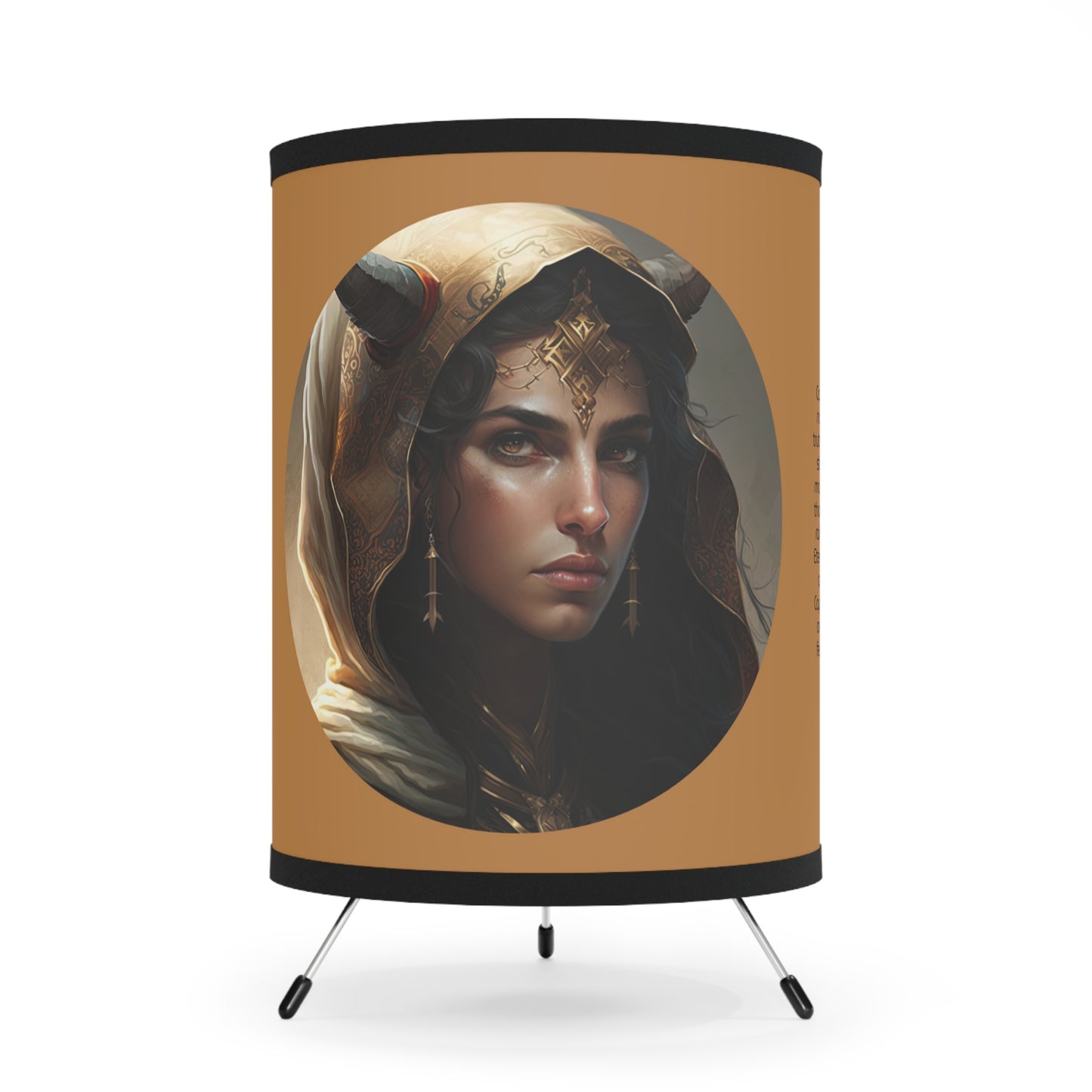 Capricorn Earth Goddess with Inspirational Poem Tripod Lamp with Printed Shade, US\CA plug