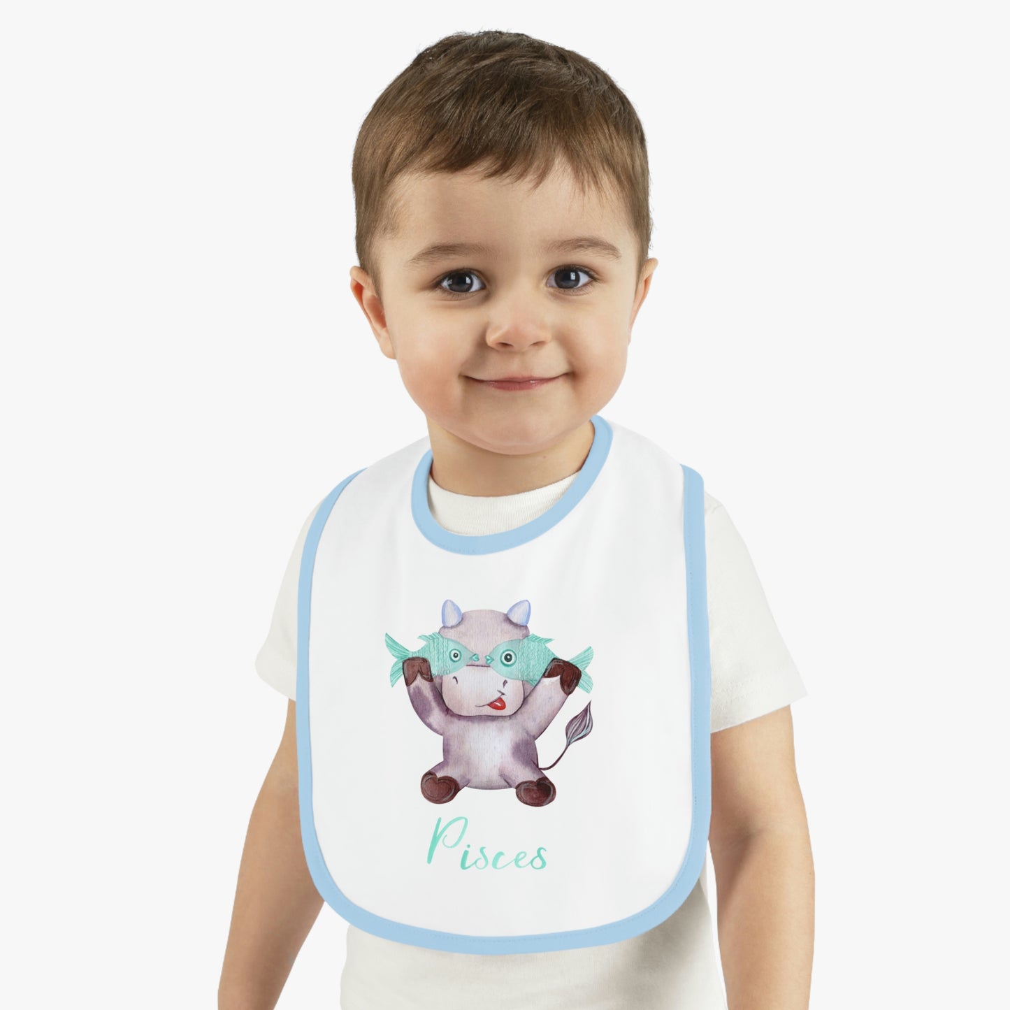 Baby Pisces Bib: Bull-Aries Watercolor