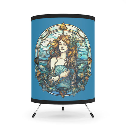 Pisces Stained Glass Illustration Tripod Lamp with Printed Shade, US\CA plug