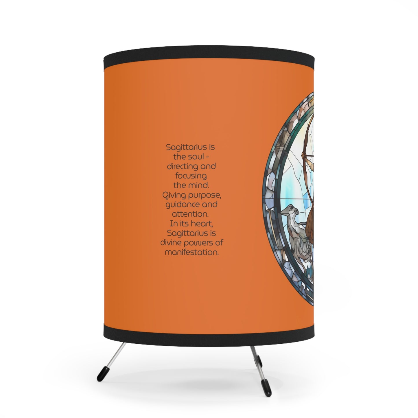 Sagittarius Stained Glass with Inspirational Poem Tripod Lamp with Printed Shade, US\CA plug