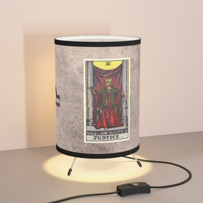 The Justice Tarot Card with Libra Symbols Printed Shade Tripod Lamp, US\CA plug