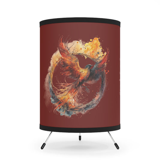 Scorpio Watercolor Phoenix with Inspirational Poem Tripod Lamp with Printed Shade, US\CA plug