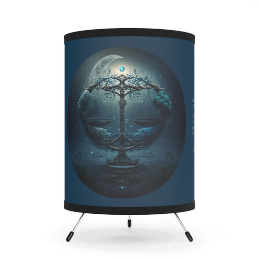 Libra Fantasy Scales with Inspirational Poem Tripod Lamp with Printed Shade, US\CA plug