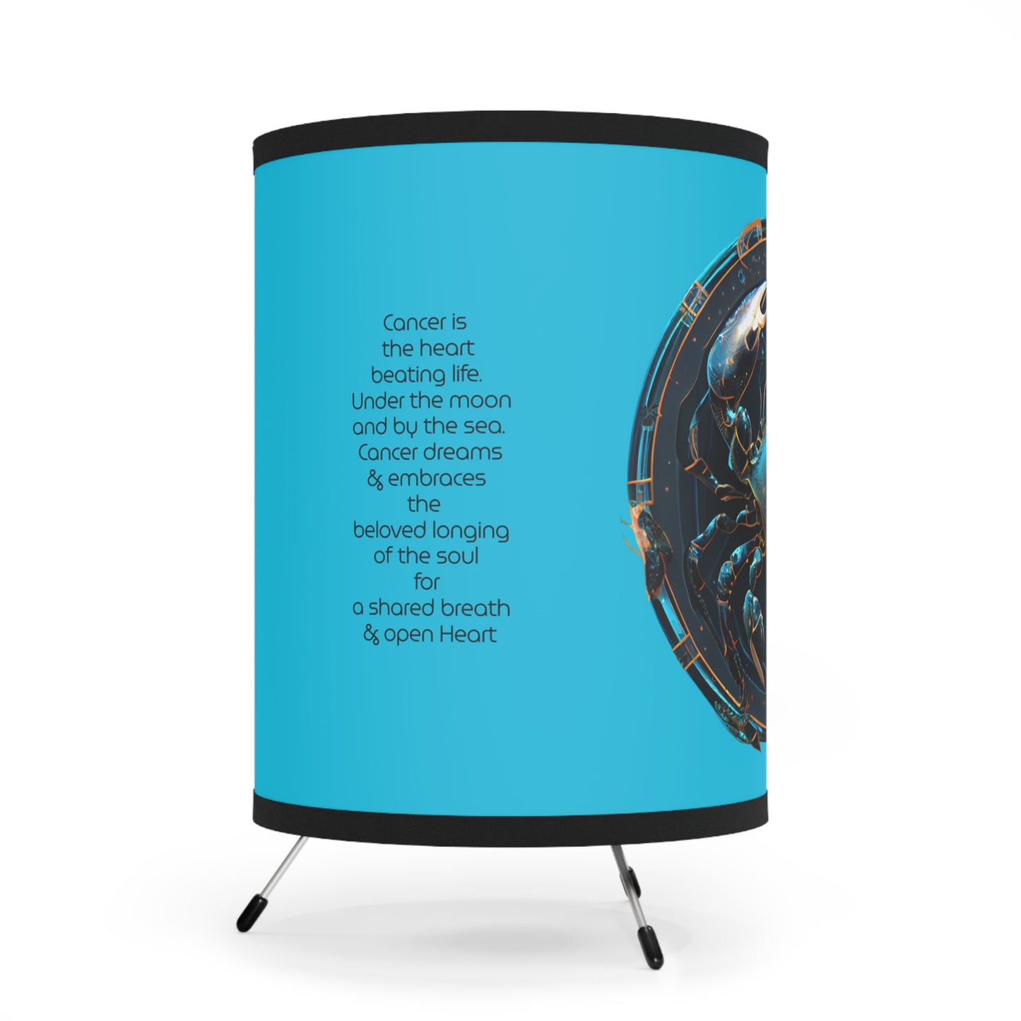 Cancer the Crab with Inspirational Poem Printed Shade Tripod Lamp, US\CA plug