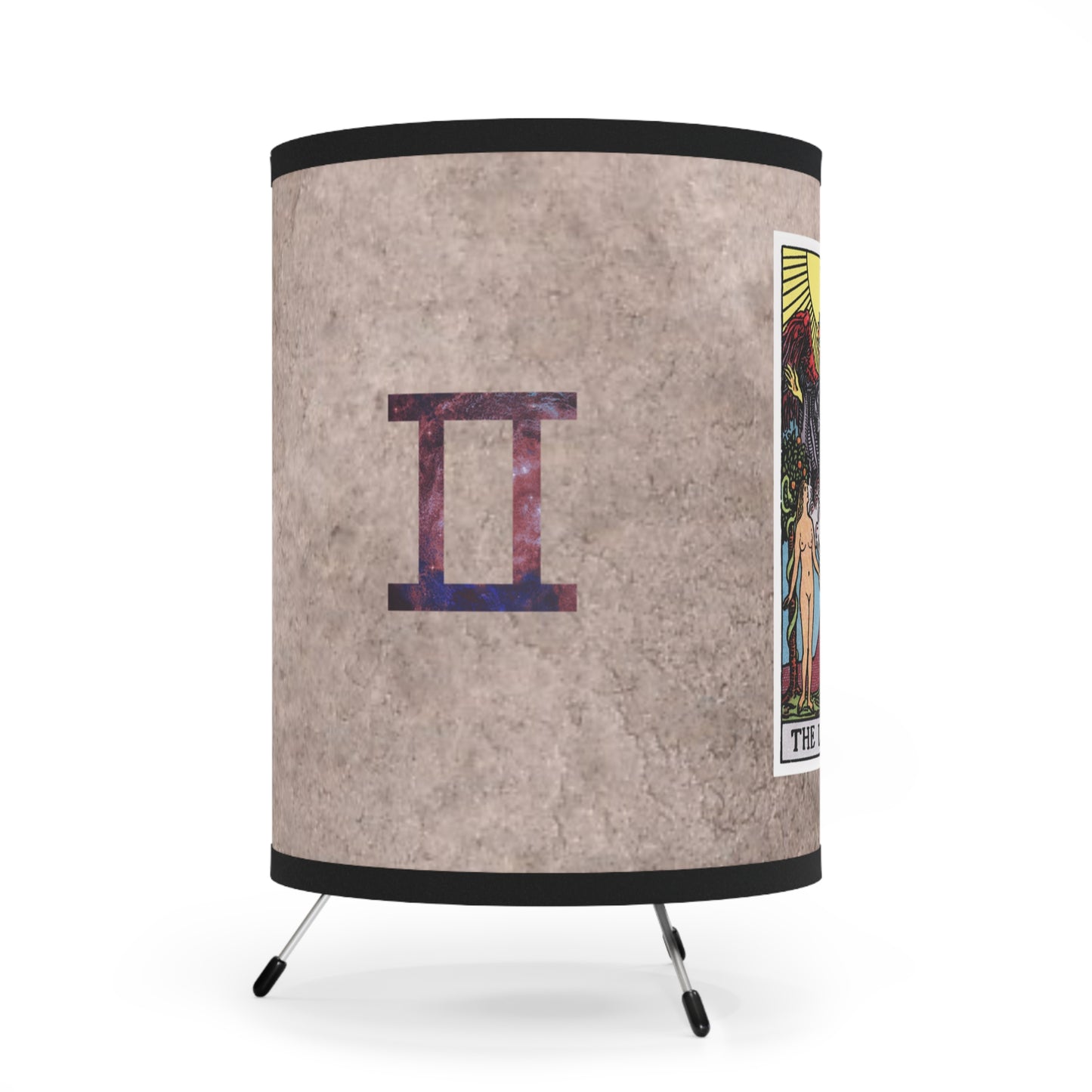 The Lovers Tarot Card with Gemini Symbols Printed Shade Tripod Lamp, US\CA plug