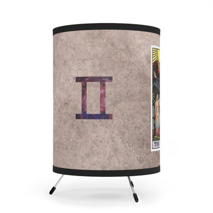 The Lovers Tarot Card with Gemini Symbols Printed Shade Tripod Lamp, US\CA plug