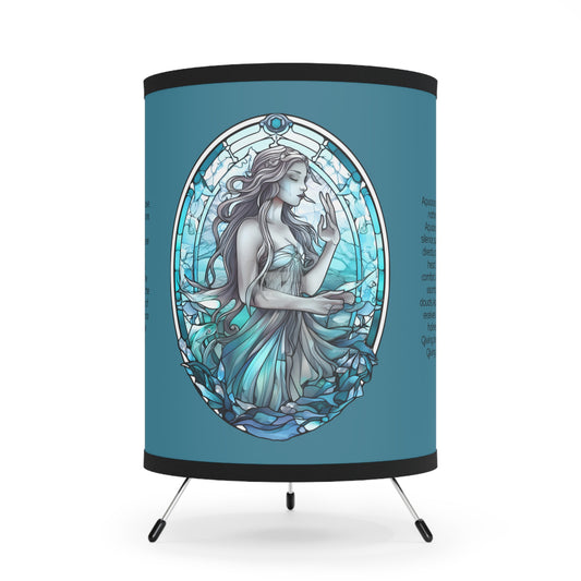 Aquarius Stained Glass Illustration with Inspirational Poem Tripod Lamp with Printed Shade, US\CA plug