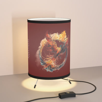 Scorpio Watercolor Phoenix with Inspirational Poem Tripod Lamp with Printed Shade, US\CA plug