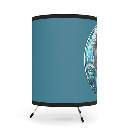 Aquarius Stained Glass Illustration Tripod Lamp with Printed Shade, US\CA plug