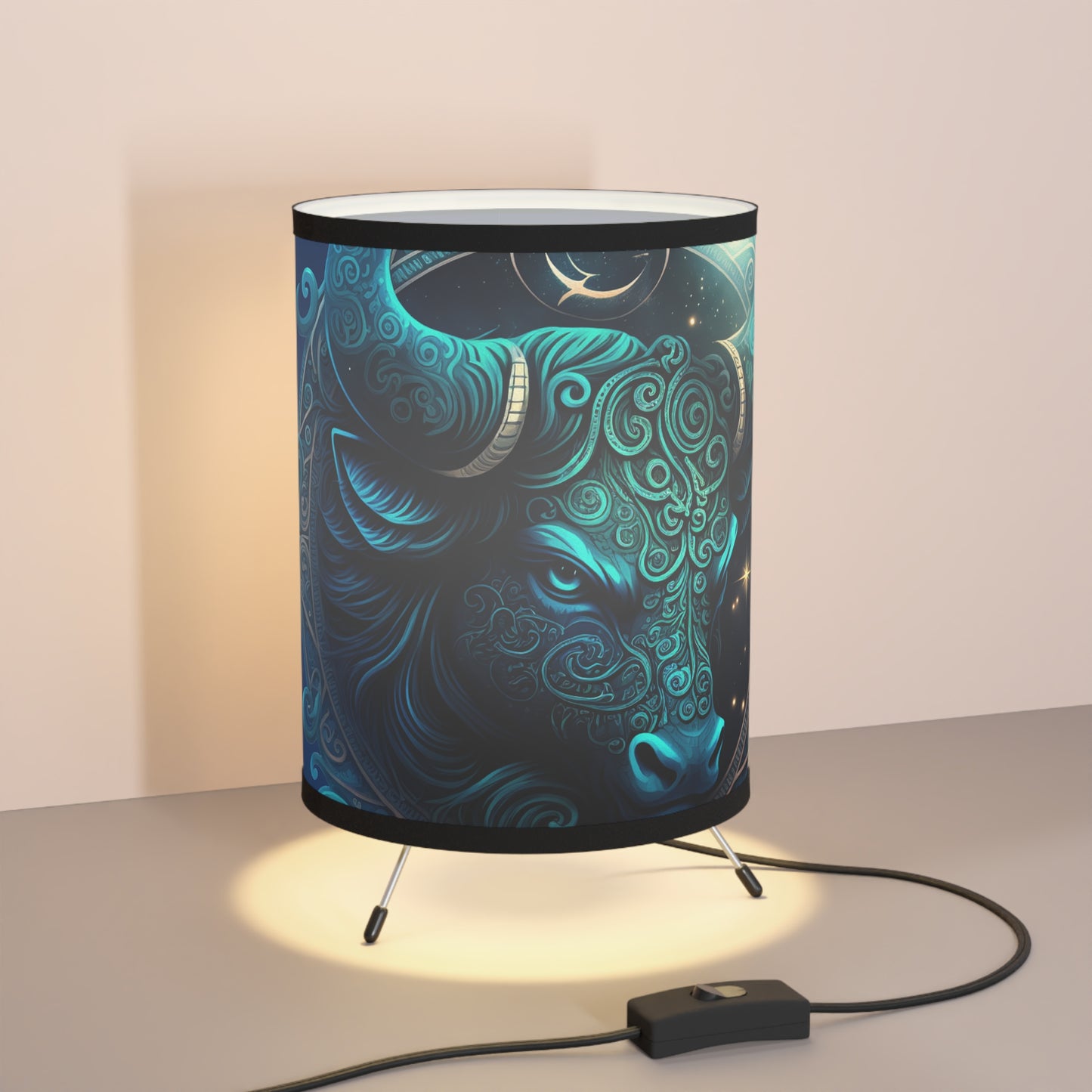 Taurus in Blue Tripod Lamp with High-Res Printed Shade, US\CA plug