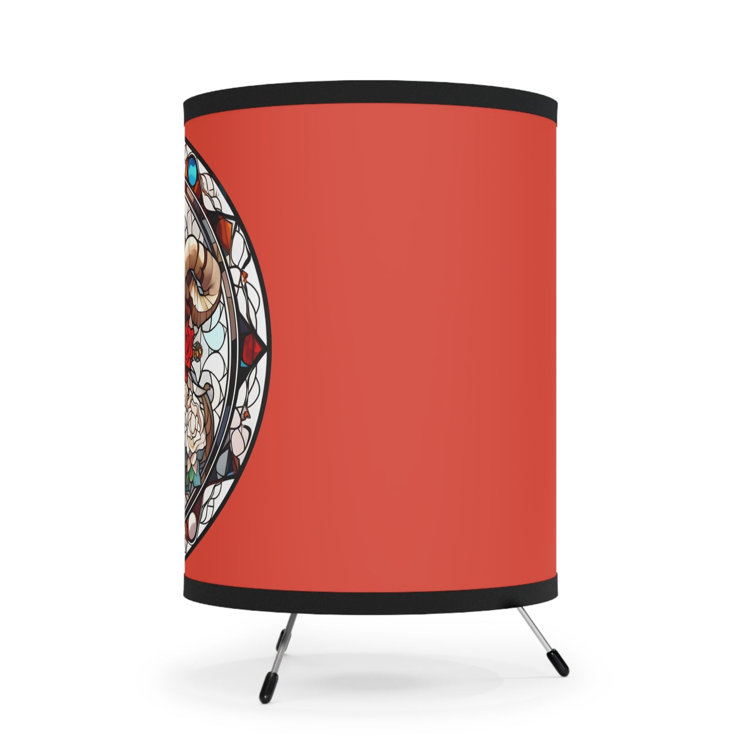 Aries Stained Glass Illustration Tripod Lamp with Printed Shade, US\CA plug