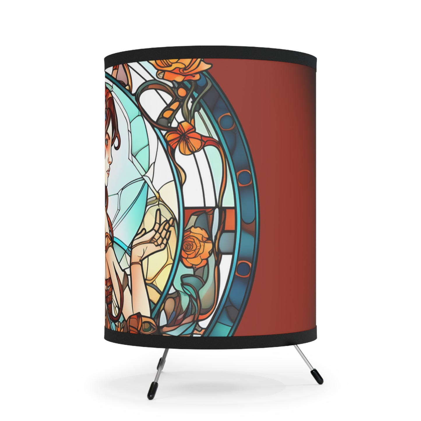 Scorpio Stained Glass Fire goddess Tripod Lamp with Printed Shade, US\CA plug