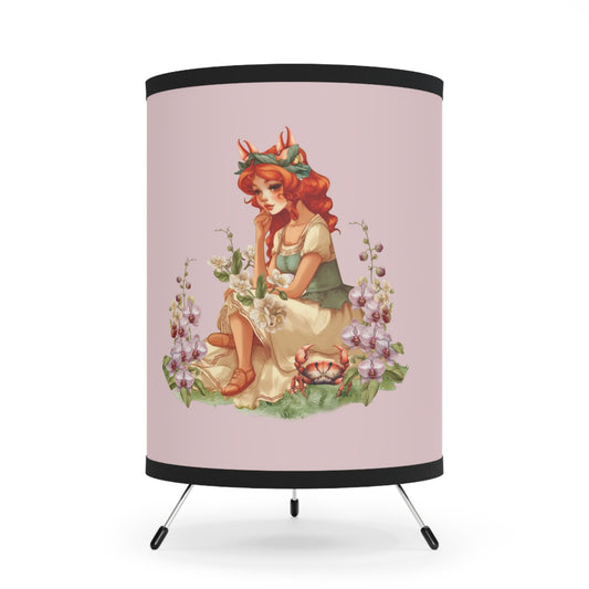 Cancer Vintage Illustration Printed Shade Tripod Lamp, US\CA plug