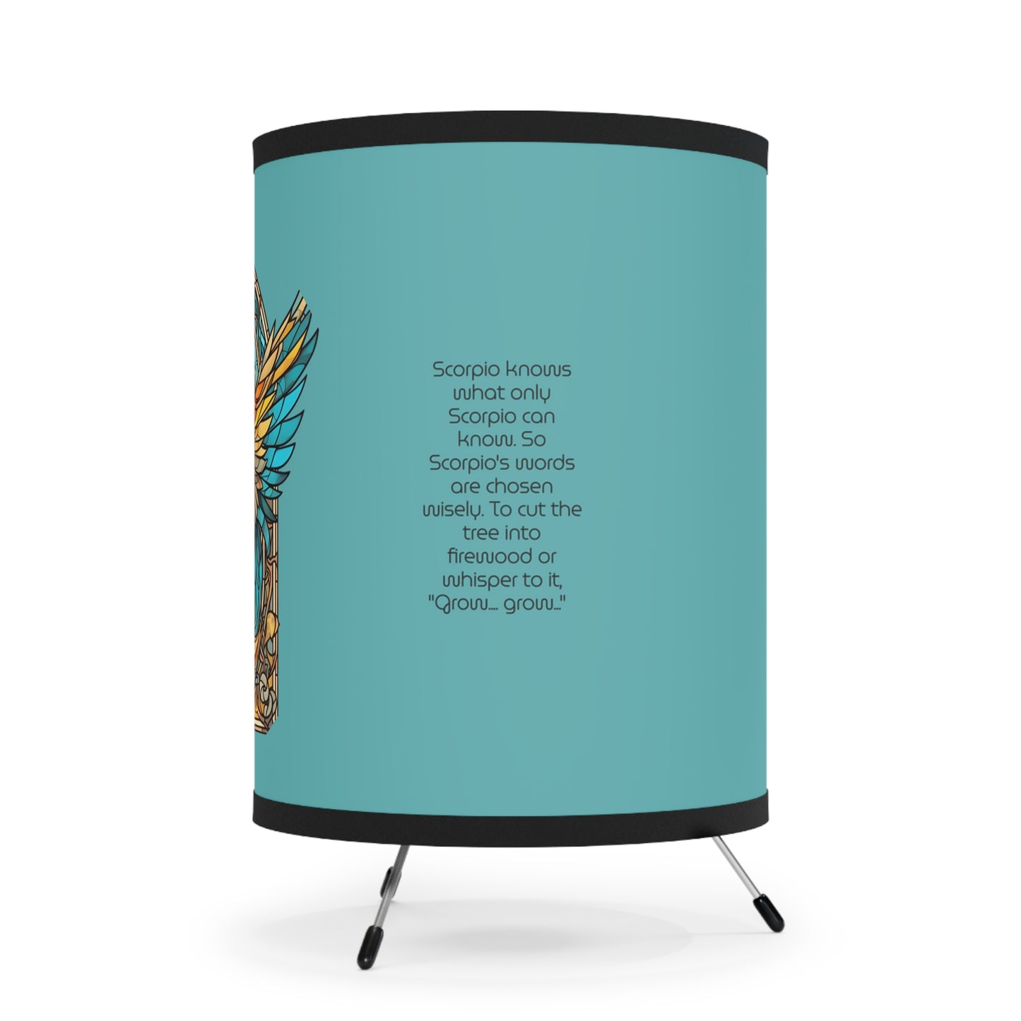 Scorpio Phoenix in Stained Glass with Inspirational Poem Tripod Lamp with Printed Shade, US\CA plug