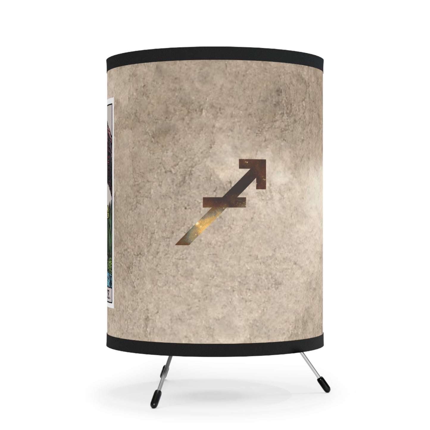 Temperance Tarot Card with Sagittarius Symbols Printed Shade Tripod Lamp, US\CA plug