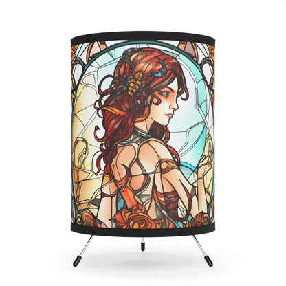 Scorpio Stained Glass Fire goddess Tripod Lamp with Printed Shade, US\CA plug