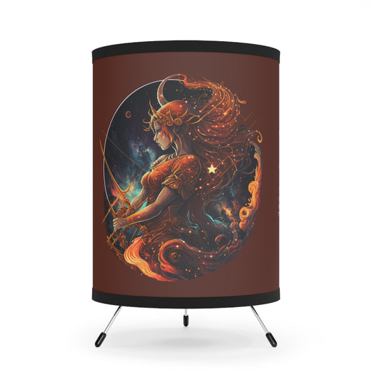 Sagittarius Fire Goddess with Inspirational Poem Tripod Lamp with Printed Shade, US\CA plug