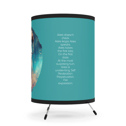 Aries Ram in Starry Skies with Inspirational Poem Tripod Lamp with Printed Shade, US\CA plug