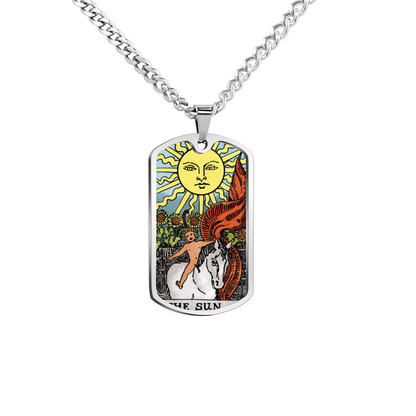 The Sun AND Judgement Tarot Cards ~ Double Sided Print Rectangular Pendant and Necklace