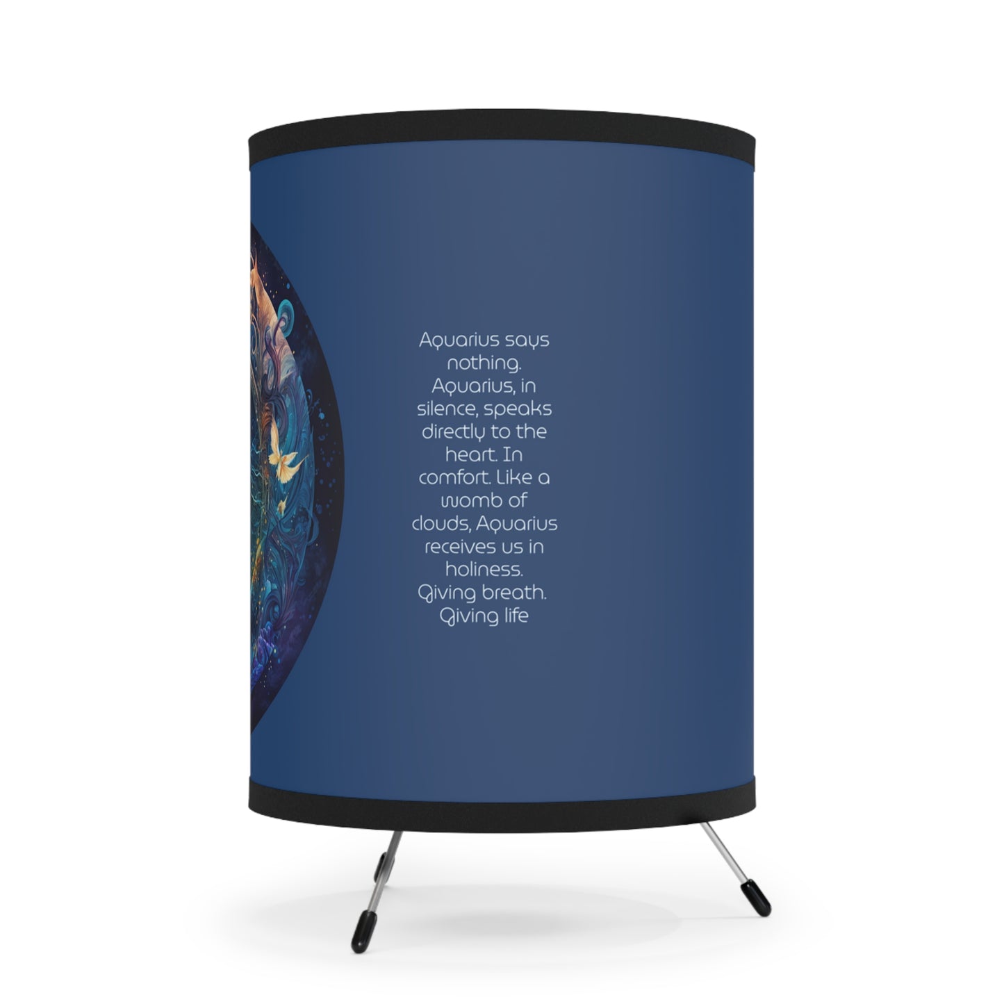 Aquarius Star Goddess with Inspirational Poem Tripod Lamp with Printed Shade, US\CA plug