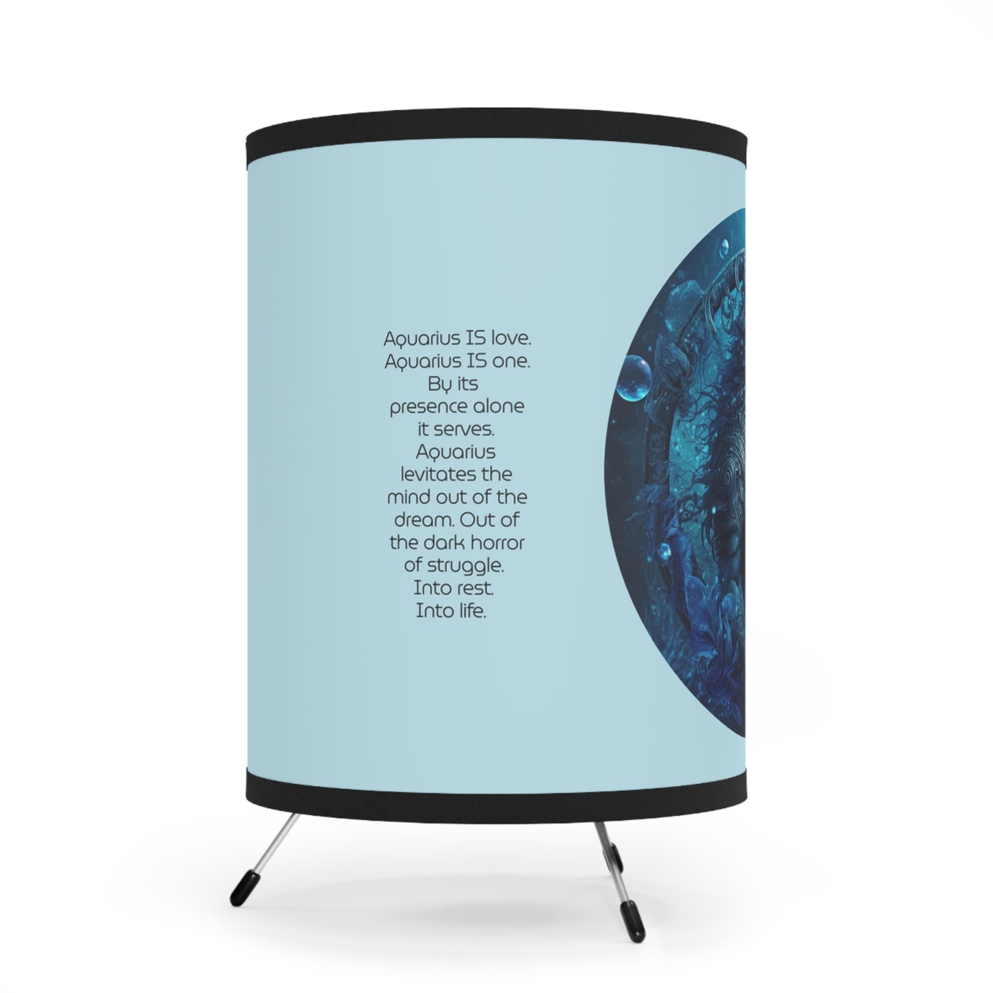 Aquarius Warrior with Inspirational Poem Tripod Lamp with Printed Shade, US\CA plug