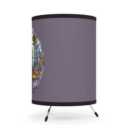 Libra Stained Glass Illustration Tripod Lamp with Printed Shade, US\CA plug
