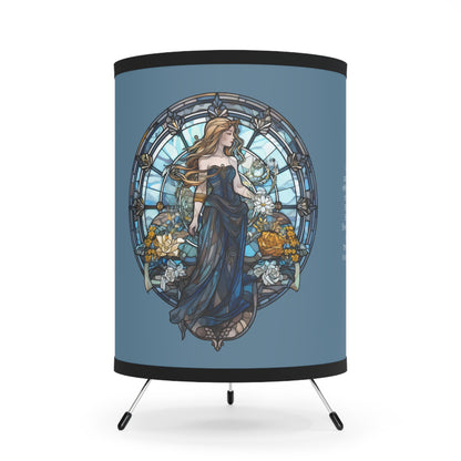 Virgo Stained Glass with Inspirational Poem Tripod Lamp with Printed Shade, US\CA plug