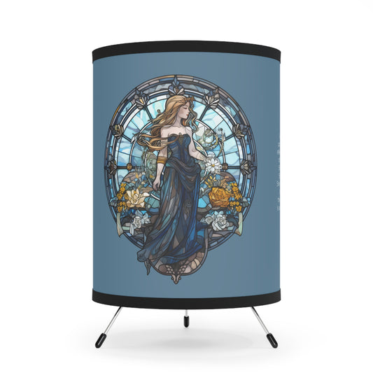Virgo Stained Glass with Inspirational Poem Tripod Lamp with Printed Shade, US\CA plug