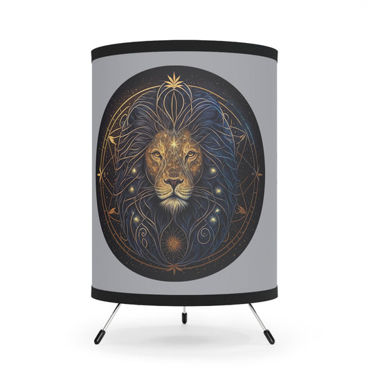 Leo in Black and Gold with Inspirational Poem Printed Shade Tripod Lamp, US\CA plug